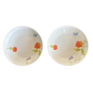 Vintage Mikasa Just Flowers A4-182 6.5” Bone China Bowls Narumi Japan Set of 2